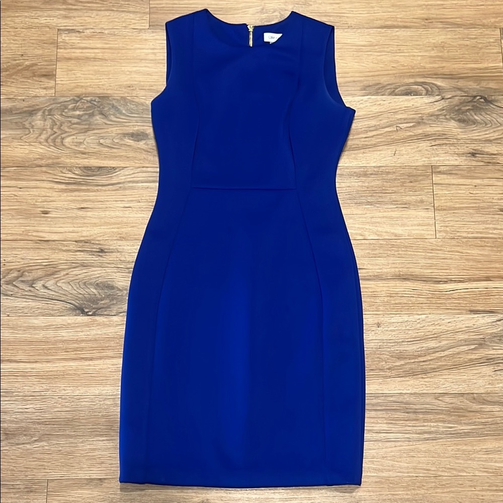 Calvin Klein: Elegant Blue Sleeveless Dress